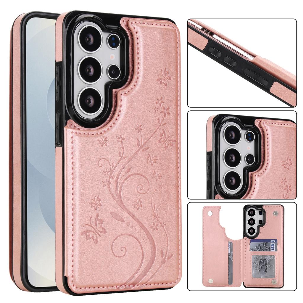 Emboss Flower Luxury Magnetic Cards Solt Wallet Leather Case for Samsung S26 Ultra Edge S25 Plus S24 S23 FE Note 20 Bag Cover