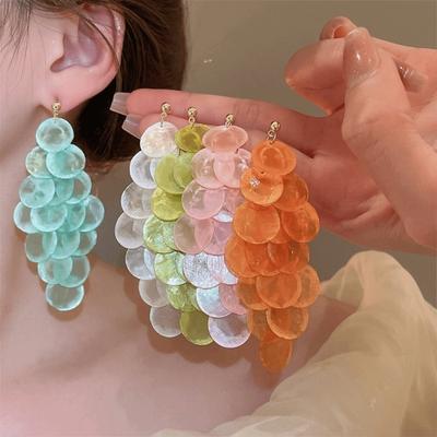 Seaside Shell Tassel Drop Earring Round Shell Tassel Women's Earrings Round Dangle Earrings  Women