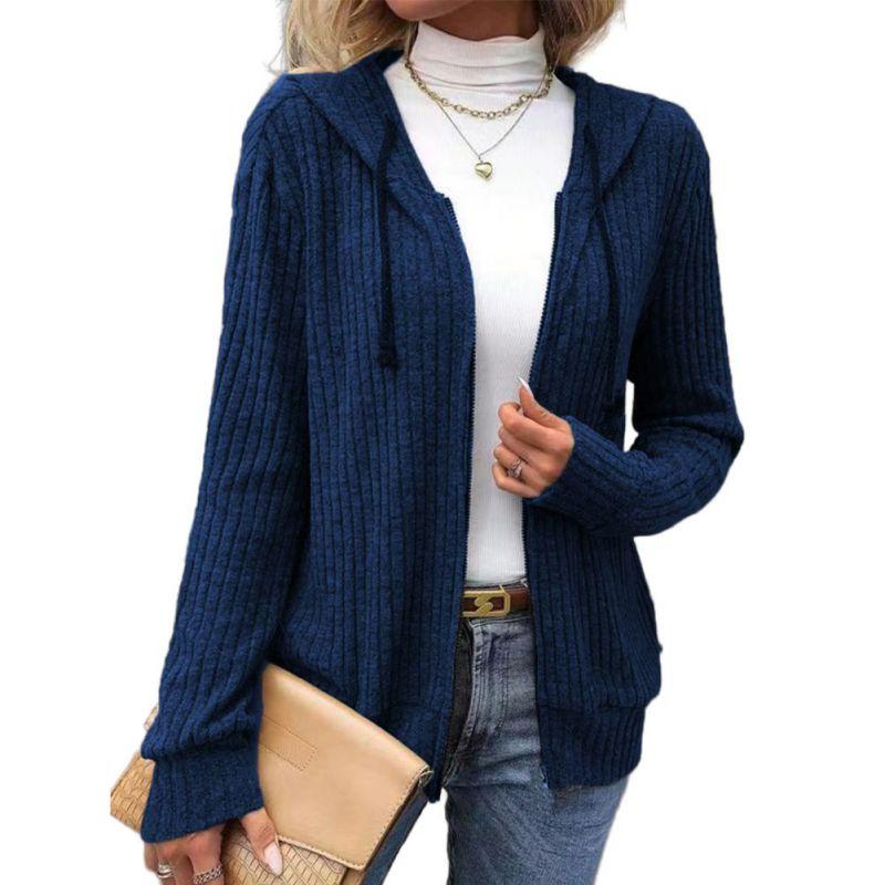 Women's Zipper Cardigan Long-Sleeve Hooded Jacket