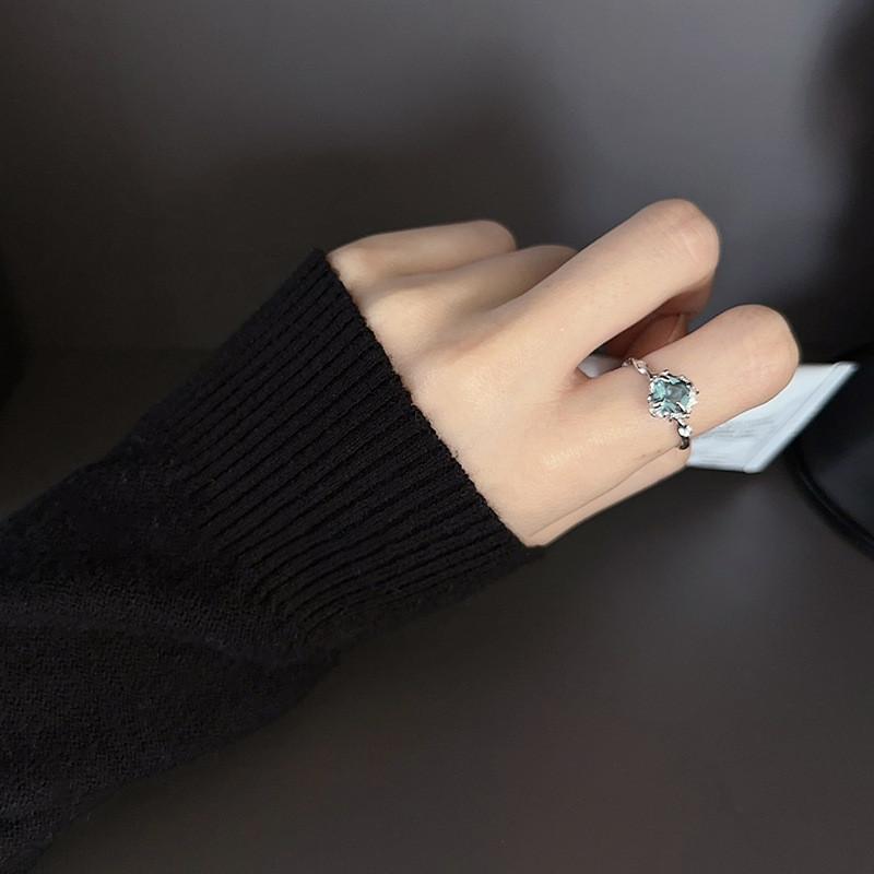 

Ring Adjustable Contemporary For Women With Striking Blue Sapphire Star And Heart Design Geometric J5256