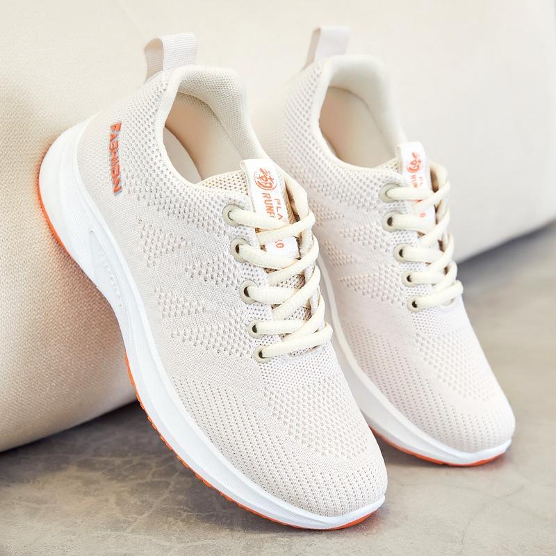 Shoes women's spring new breathable fly-woven mesh running shoes flat-soled lightweight soft-soled sports shoes women