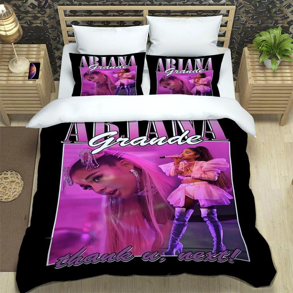 Moda Cantante Pop A-Ariana G-Grande Stampa Set Biancheria da Letto Set Biancheria da Letto Copripiumino Set Trapunta Letto Set Biancheria da Letto Regalo di Lusso
