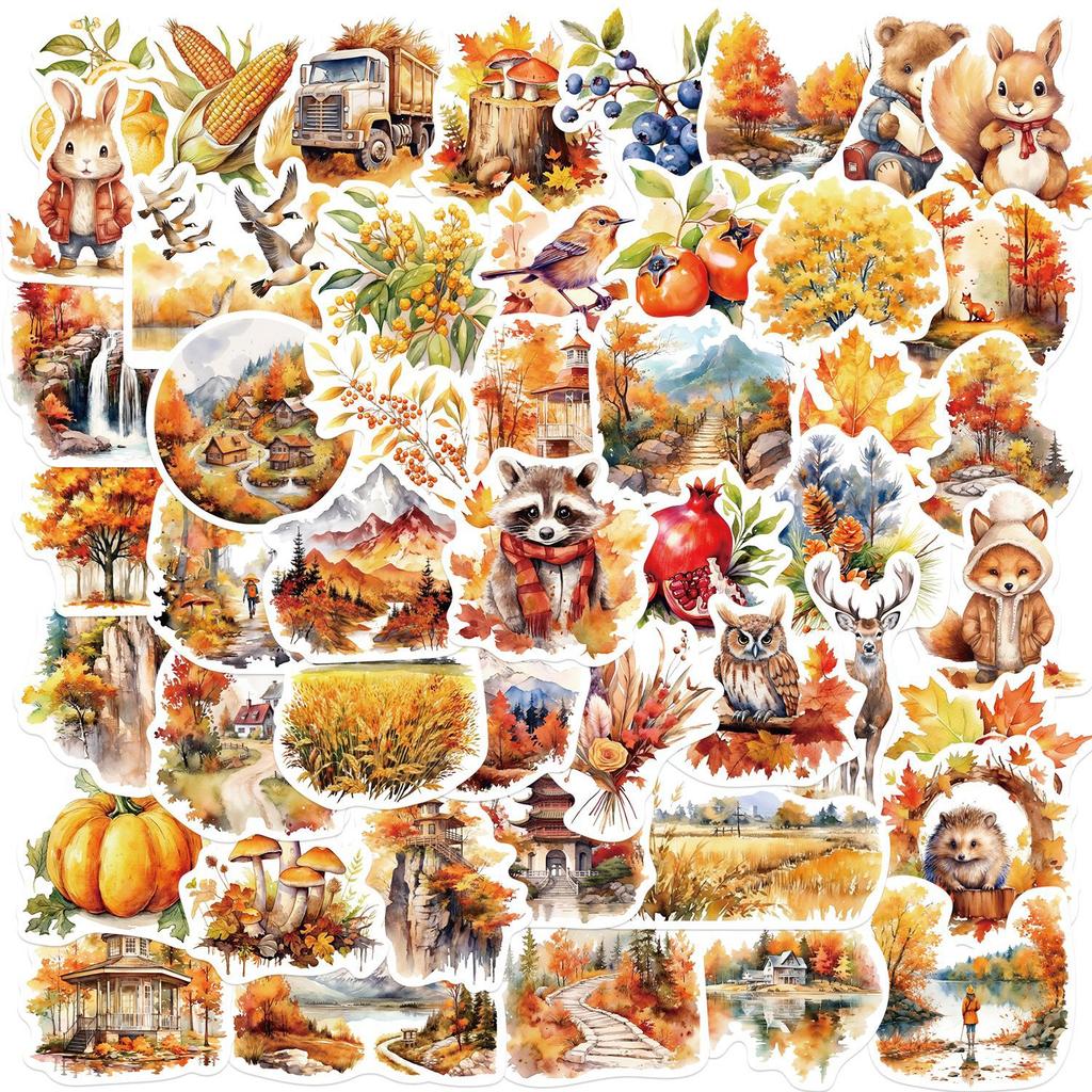 50 Cartoon Autumn Harvest Graffiti Stickers Decorate Guitar Notebook Suitcase DIY Waterproof