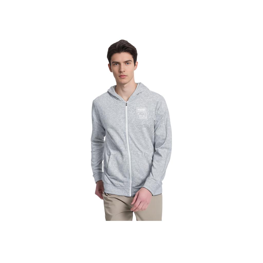Puma Neko Graphic T7 Fz Hoodie Cartoon Design Casual Hoodie Unisex Hoodies Light-Mixed-Gray 627267-04