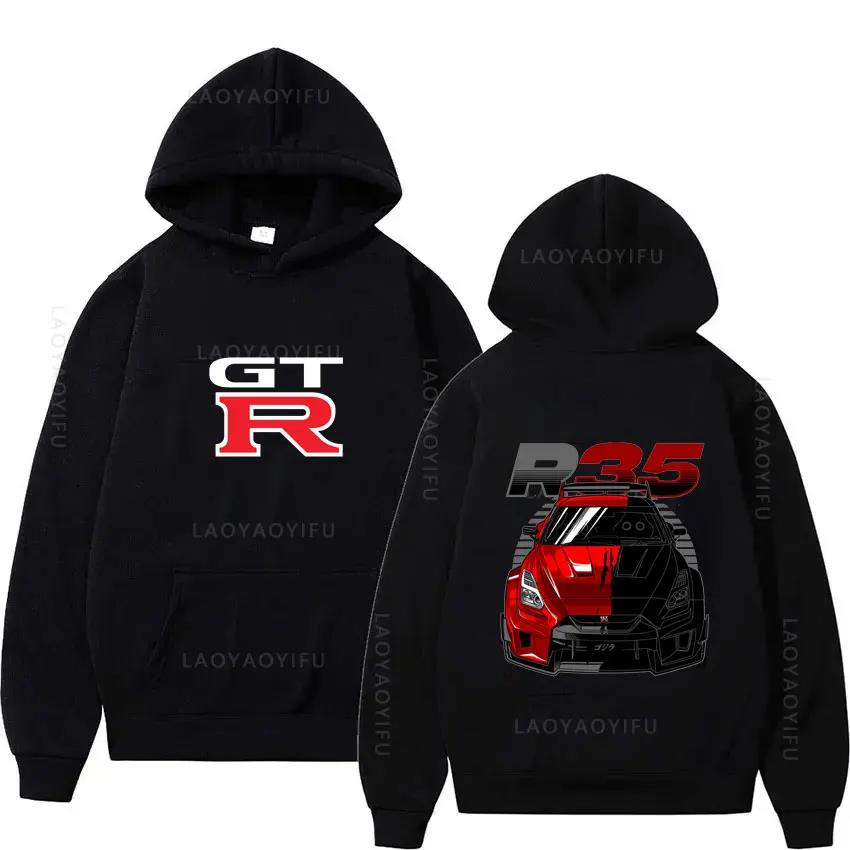 The first letter D GTR R35 streetwear hoodie, Japanese car sports hoodie, sweatshirt, men's clothing, Harajuku street pullover