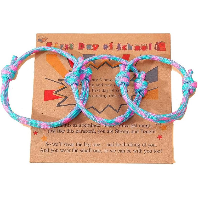 3PC First Day of School Woven Bracelet Back to School Family Son/Daughter With Father/Dad and Mother/Mom Ease back-to-school anxiety