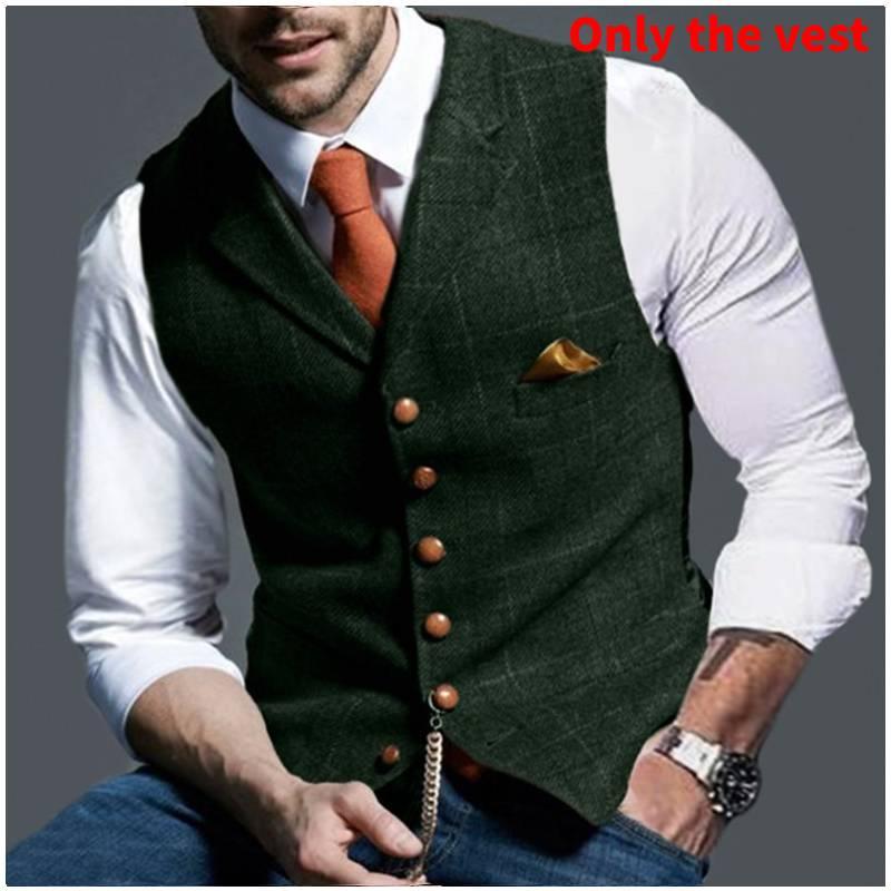 Men's Casual Plaid Vest European And American Style Slim Fit Polyester Fiber Spring And Autumn Season