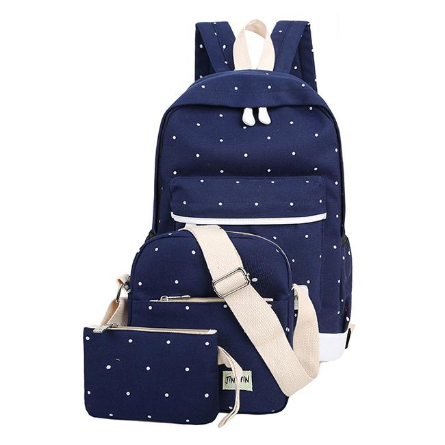 Buy Casual bag set canvas backpack student book shoulder bag travel