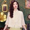New Summer Fashion Chinese Style Embroidery Chiffon Blouse Shirt Women Tops Blouses Shirts J330