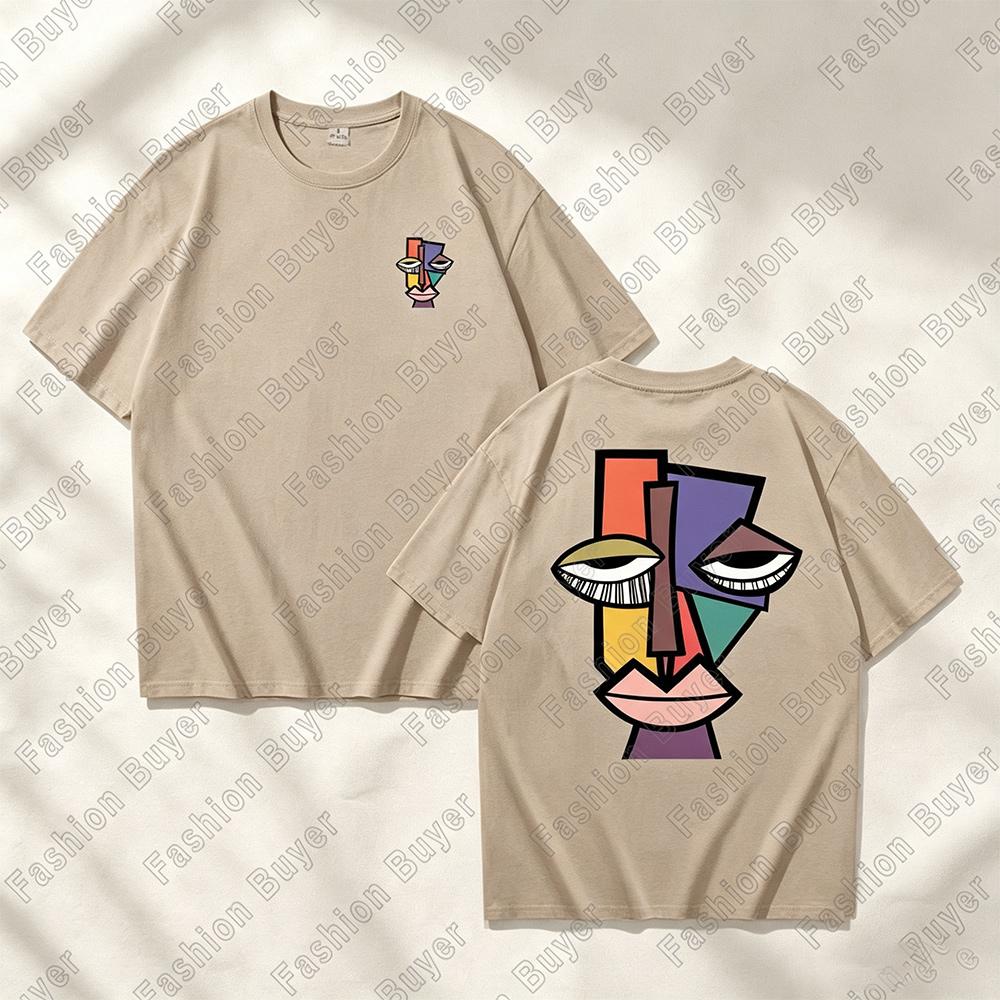 Geometric Abstractionists Print TShirt Unisex Crew Neck Shortsleeved Retro Street YK Hip Hop Casual Fashion Tops Clothing