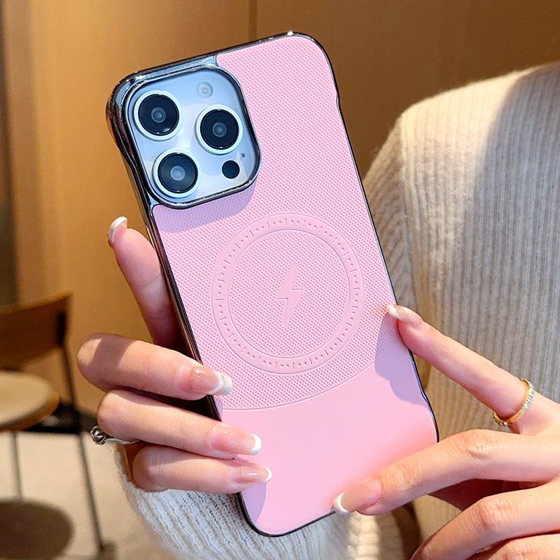 For iPhone 16 Pro Max Case Compatible with MagSafe Borderless PC+PU Leather Phone Back Cover