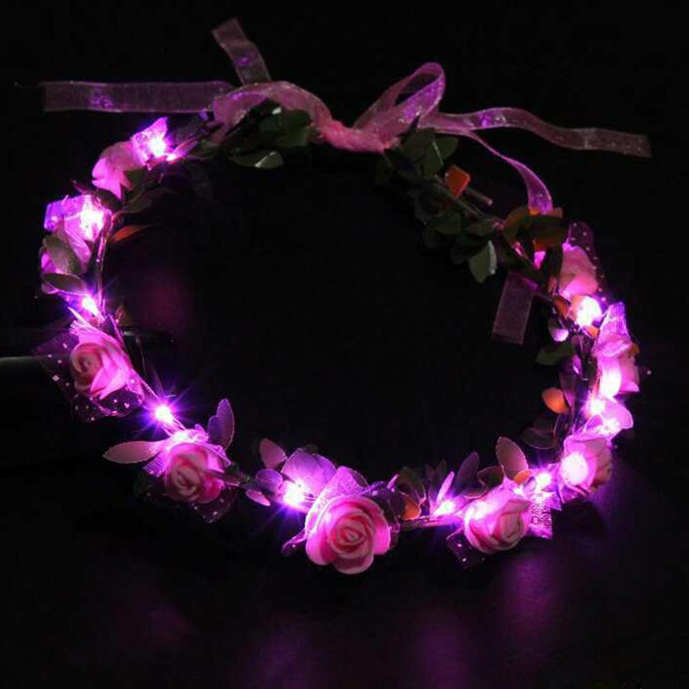 Hawaii LED Licht Leuchtendes Stirnband Künstliche Blume Leuchten Leuchtende Girlande Krone Kranz Hochzeit Haarband Frauen Mädchen Kopfschmuck