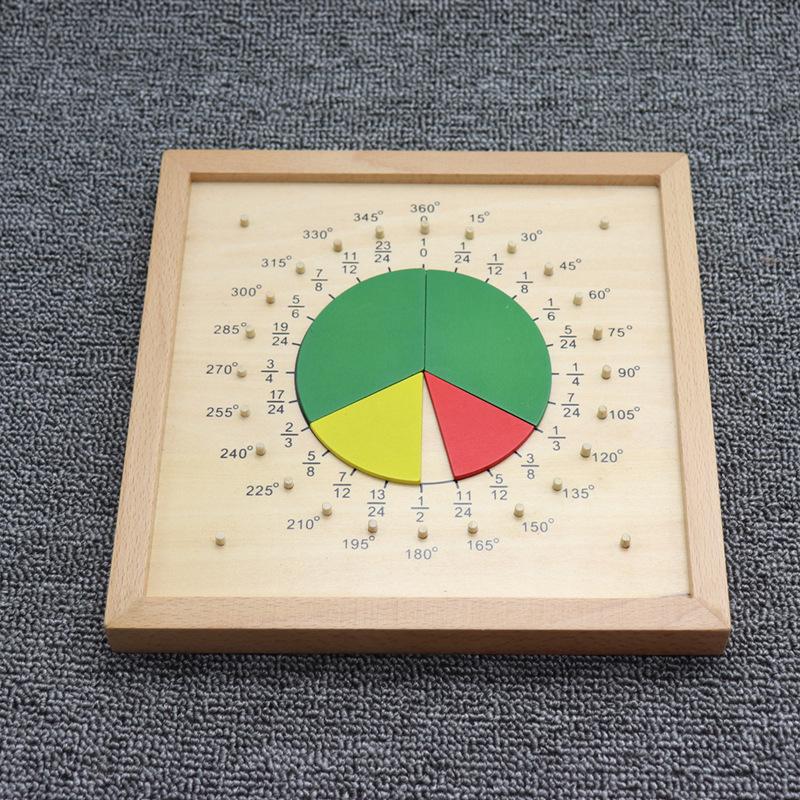Montessori Circular Fraction Board - Wooden Math Puzzle for Early Childhood Education