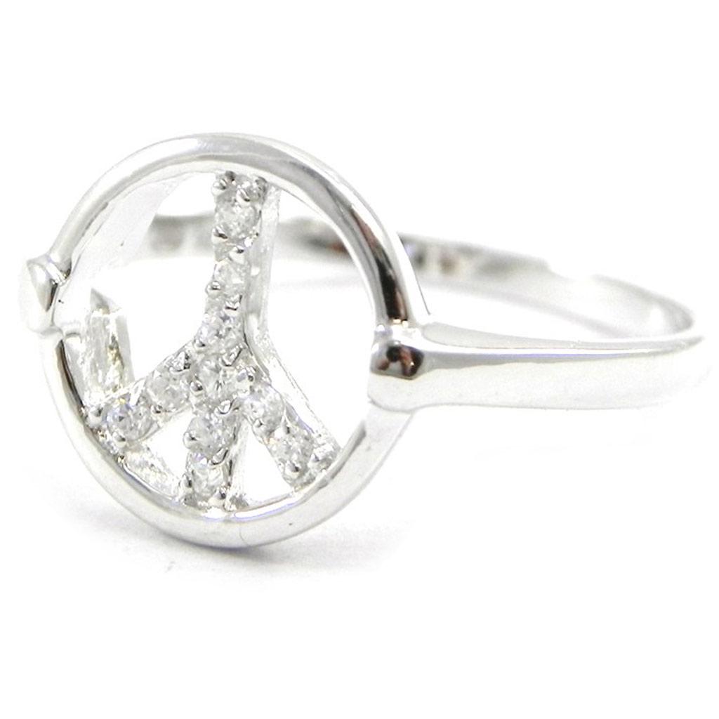 Silver Ring 'Peace' Silvery White (rhodium) - 11 Mm