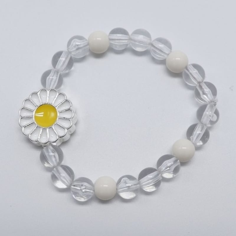 BONBEAU Kitsch Daisy Acrylic Bracelet Brass Daisy Transparent Ball Bracelet