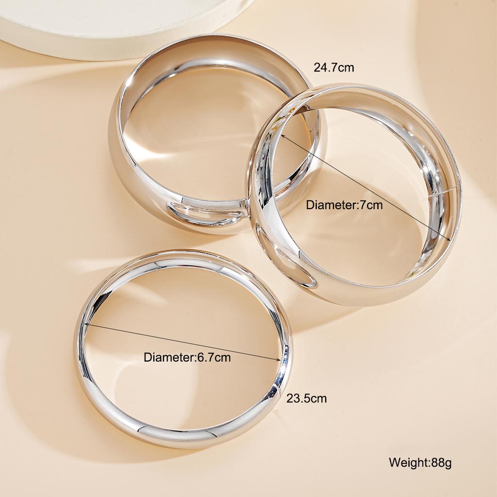 IF ME 3Pcs/Set Classic Geometric Wide Bangles for Women Geometric Smooth Gold Silver Color Chunky Bracelets Party Jewelry Accessories