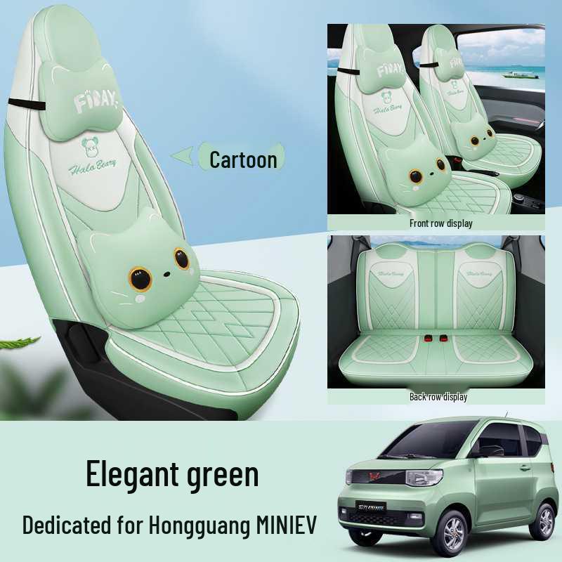 Wuling Hongguang MiniEV Seat Covers: Macaron Full Coverage, All-Season Car Seat Cushions for 2020-2023 Models