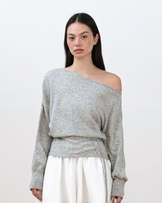 Mualeumuseu Cerin Off-Shoulder Belted Knit [Gray]