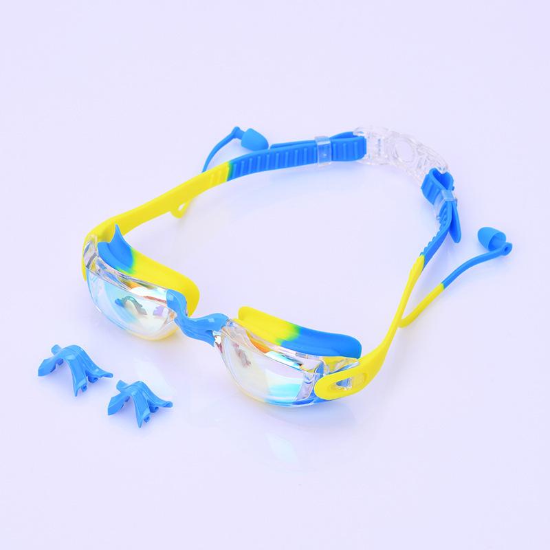 2025 Silicone Children's Waterproof Anti-Fog Swimming Goggles with Electroplating High-Definition Lenses