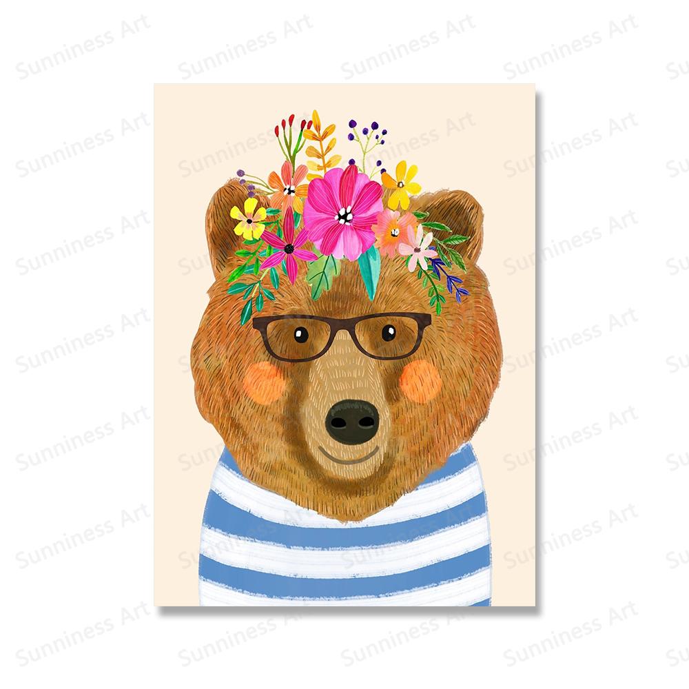 Panda Tiger Löwe Igel Bär Kinderzimmer Wand Kunst Leinwand Malerei Blume Aninmal Poster Und Drucke Bilder für Kinderzimmer Dekor