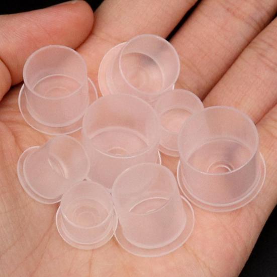 500 stk Engangs tatoveringsblekkkopper Plast Tatoveringsblekkholder Liten Tatoveringsblekkkopp med Ringbase for Tatoveringsartister Studioer