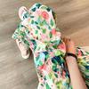 Summer Flower Trousers High-waisted Wide-legged Trousers Loose Straight Nine-minute Tide Seashore Mosquito-proof Leisure Beach Pants
