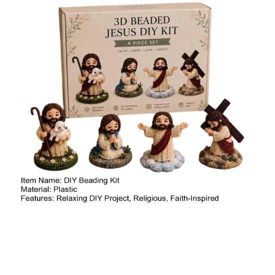 DIY Christian Beading Kit, 3D Beaded Jesus Virgin Mary Figurines Craft Set, Religious Figure Bead Art Kit for Adults Christian Gifts