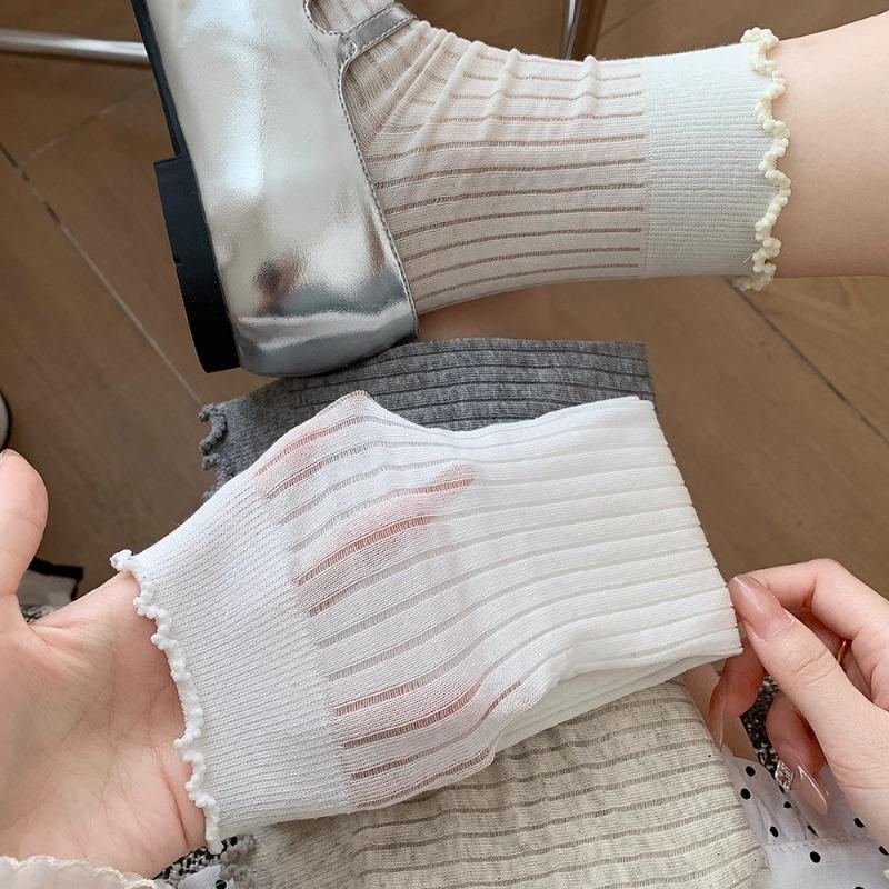 White Lace Socks, Socks, Summer Thin Ballet Style Girls, Anti-Pilling, Summer Long Piles Of Socks, Cotton Socks