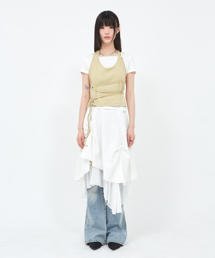 Sekeondeusolteu Strap Layered Ribbed Halter Neck T-Shirt (Yuja Salt)