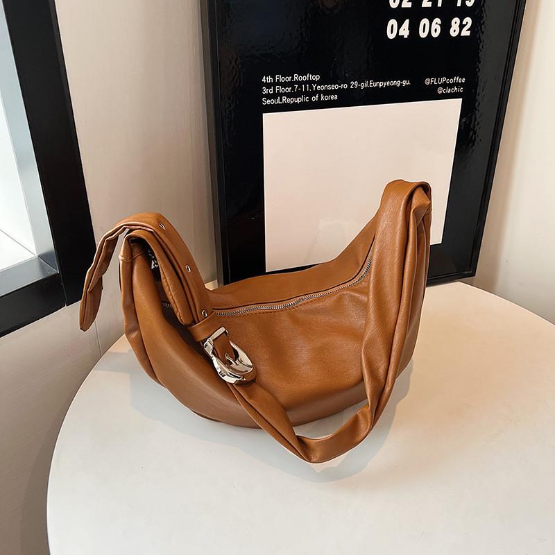 IELGY Korean Style Large-Capacity Retro Soft Leather Dumpling Bag Lazy Style Casual All-Match One-Shoulder Mess