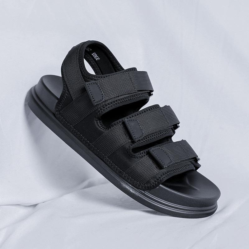 

2025 летние новые мужские модные сандалии на липучках универсальные простые трендовые пляжные туфли мужские туфли 1503-R 44 чёрный