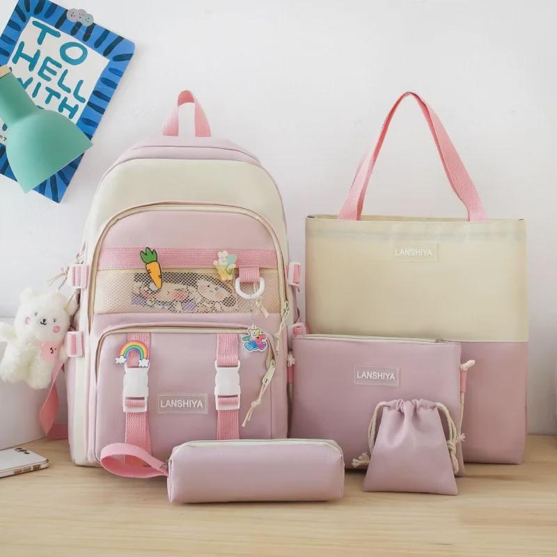 Uroczy Wodoodporny Zestaw Plecaka dla Dzieci, Klasy 3-6: 5-częściowy lekki tornister szkolny