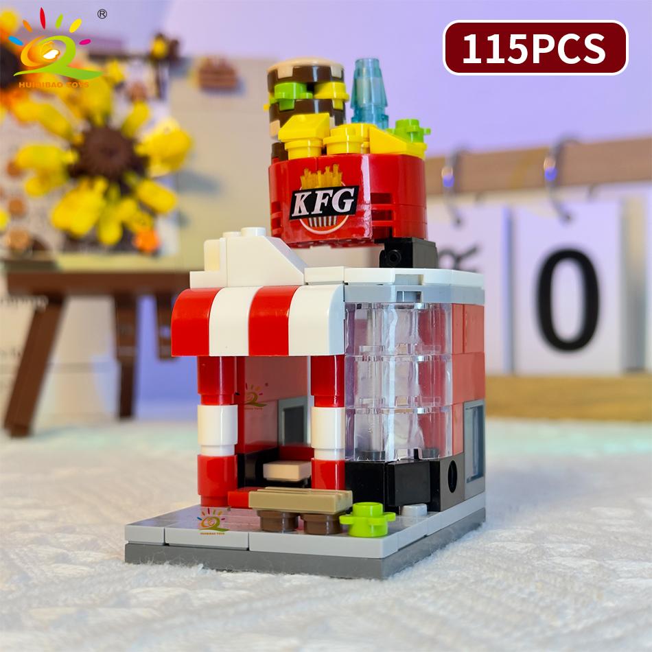 Non-Toxic Moc City Street View Mini Building Blocks Diy City Commercial Street Coffee Shop Puzzle Toys Home Ornaments Decoration