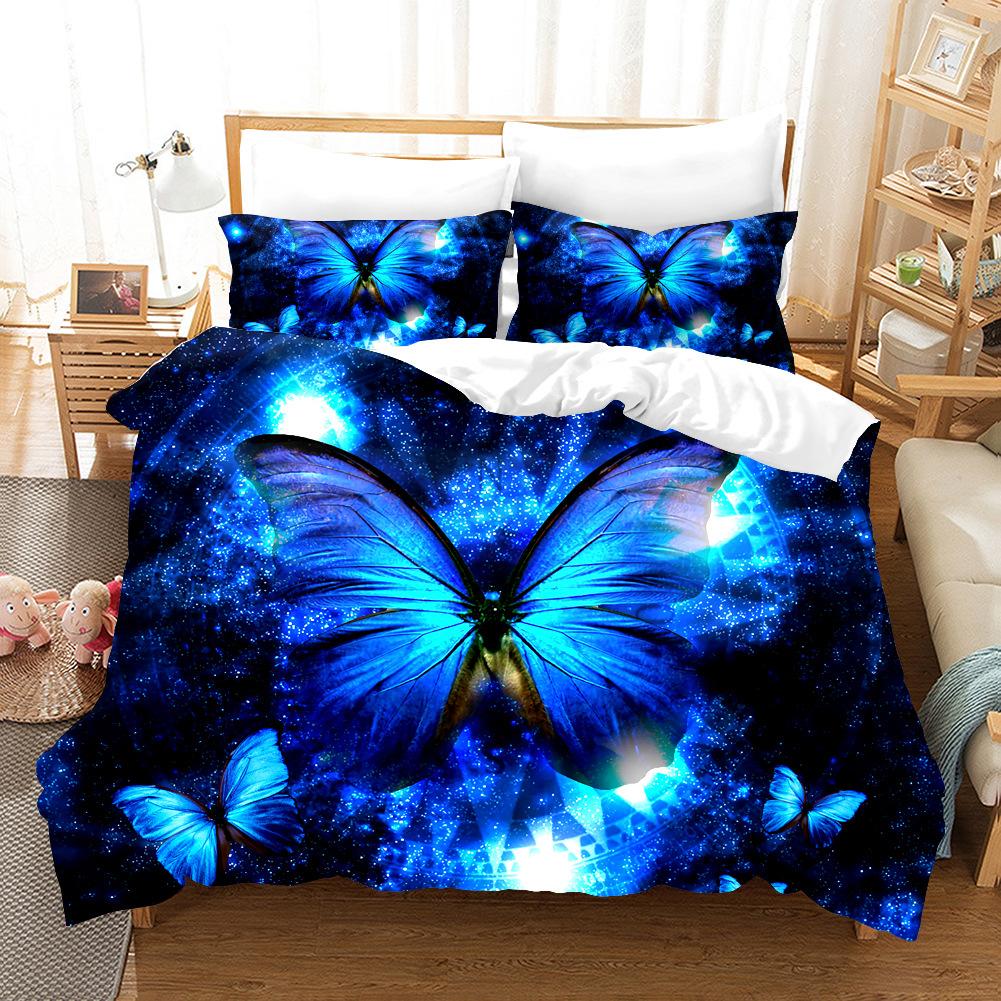 3D Girls' Room Bedding Set Butterfly Series Printed Duvet Cover Pillowcase 2/3PC AU/DE/UK Full Size Soft Zippered Home Textile