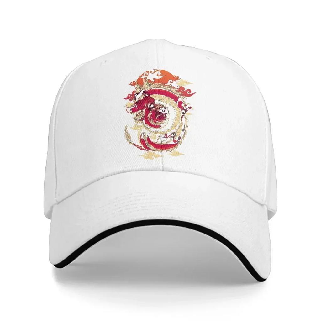 Washed Mens Baseball Cap Red Dragon Trucker Snapback Caps Dad Hat DnD Game Golf Hats