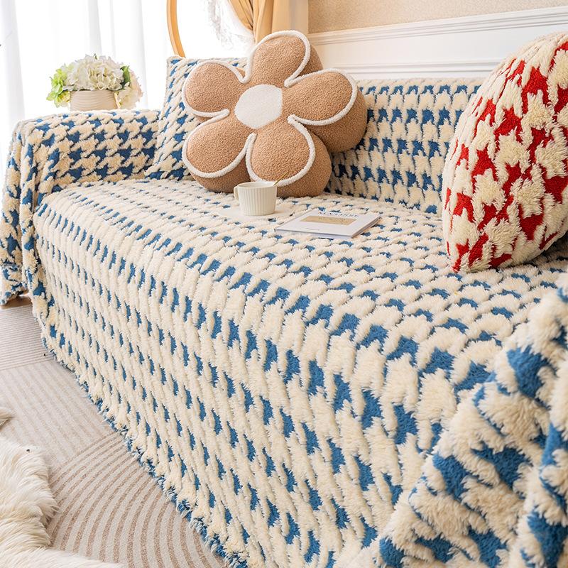 Affordable Luxury Style Plush Sofa Full Cover Cloth Non-Slip Universal Universal Sofa Cover Simple Style Sofa Towel High Sense