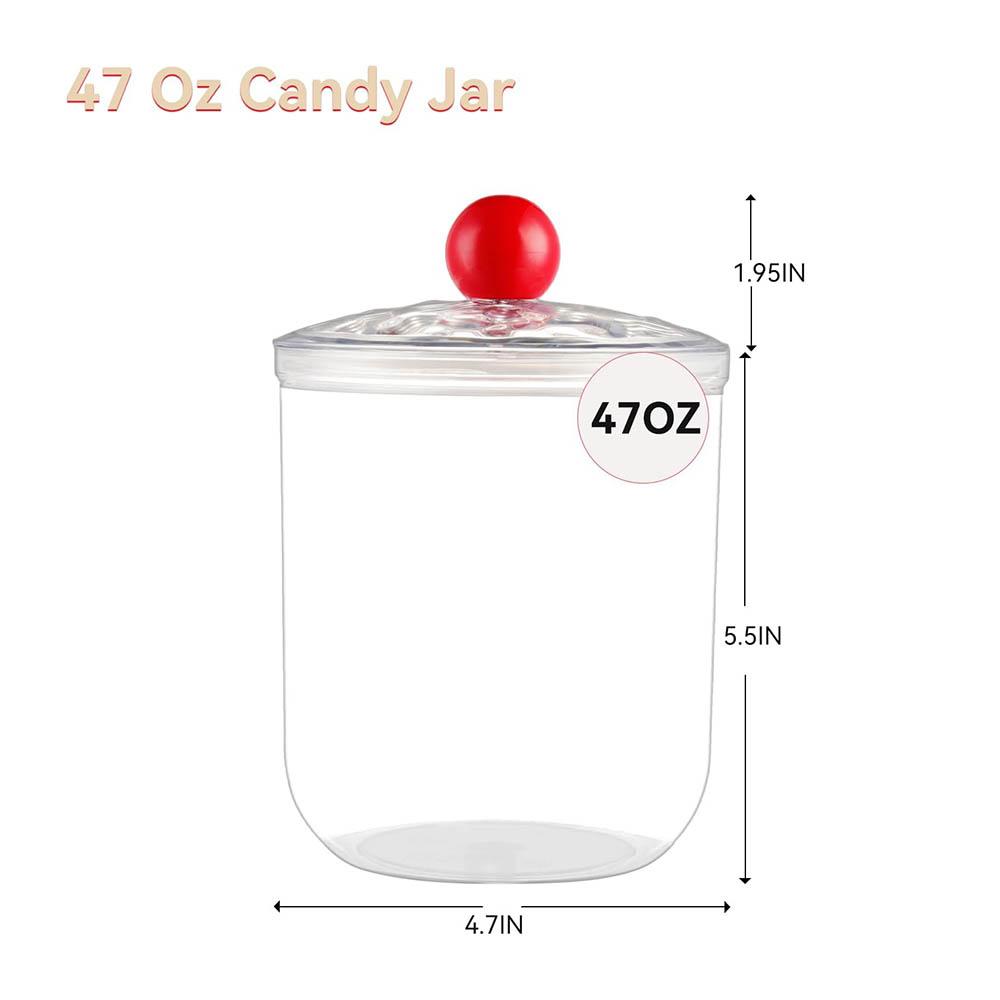 30oz 47oz Clear Candy Jar with Lid for Office Desk, Plastic Cookie Storage Jar for Kitchen Counter
