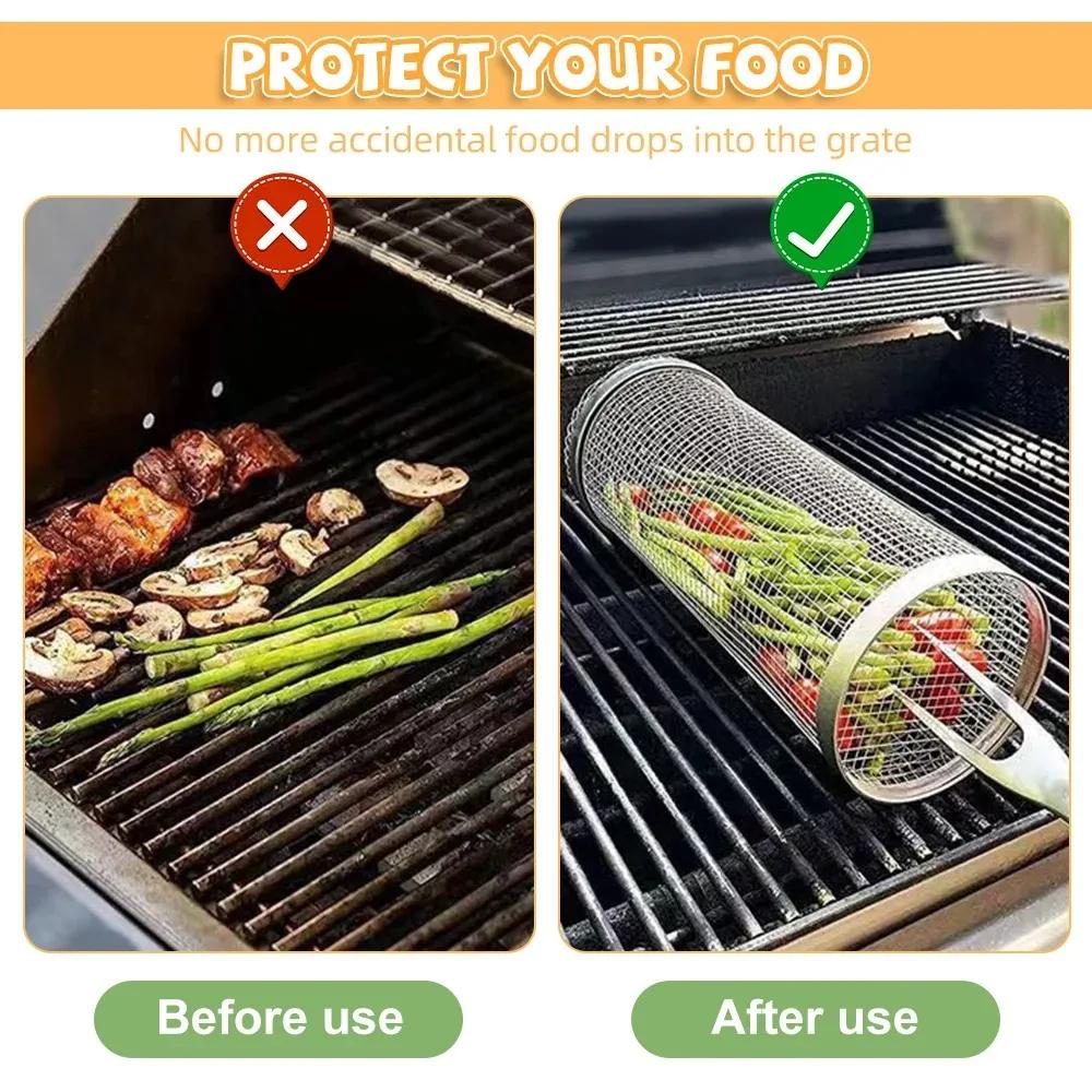 Round Charcoal Barbecue Rolling Kamado Bbq Accessories Camping Basket Outdoor Tools. Grill Kitchen Stainless Cookware Portable