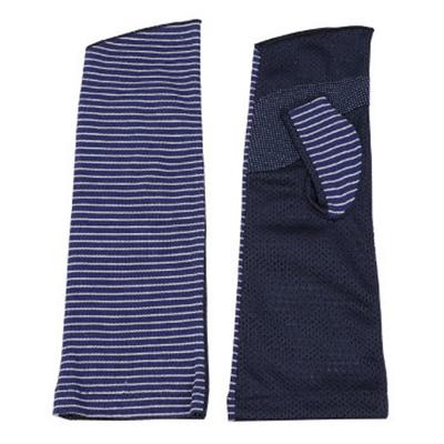 Manches Cool à Rayures Sans Doigts Bleu Marine [GlovesDEPO] Couvre-mains, Tactile, Motif, Courts, Gants, Femme,