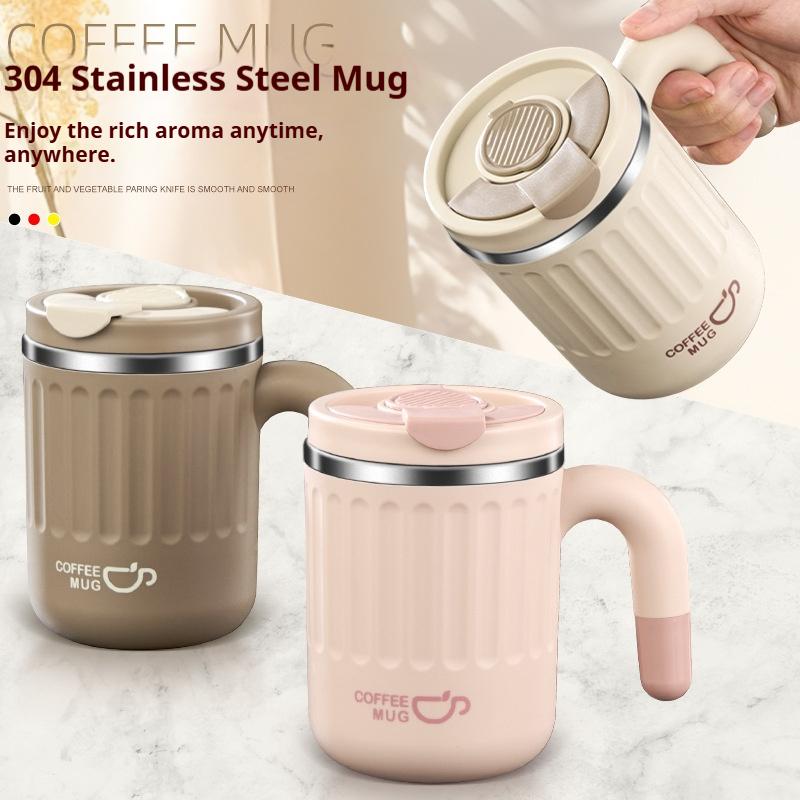 480ML Leakproof Thermo Mug with Handle 304 Stainless Steel Coffee Mug with Straw Double Wall Vacuum Water Cup Travel Milk Cup