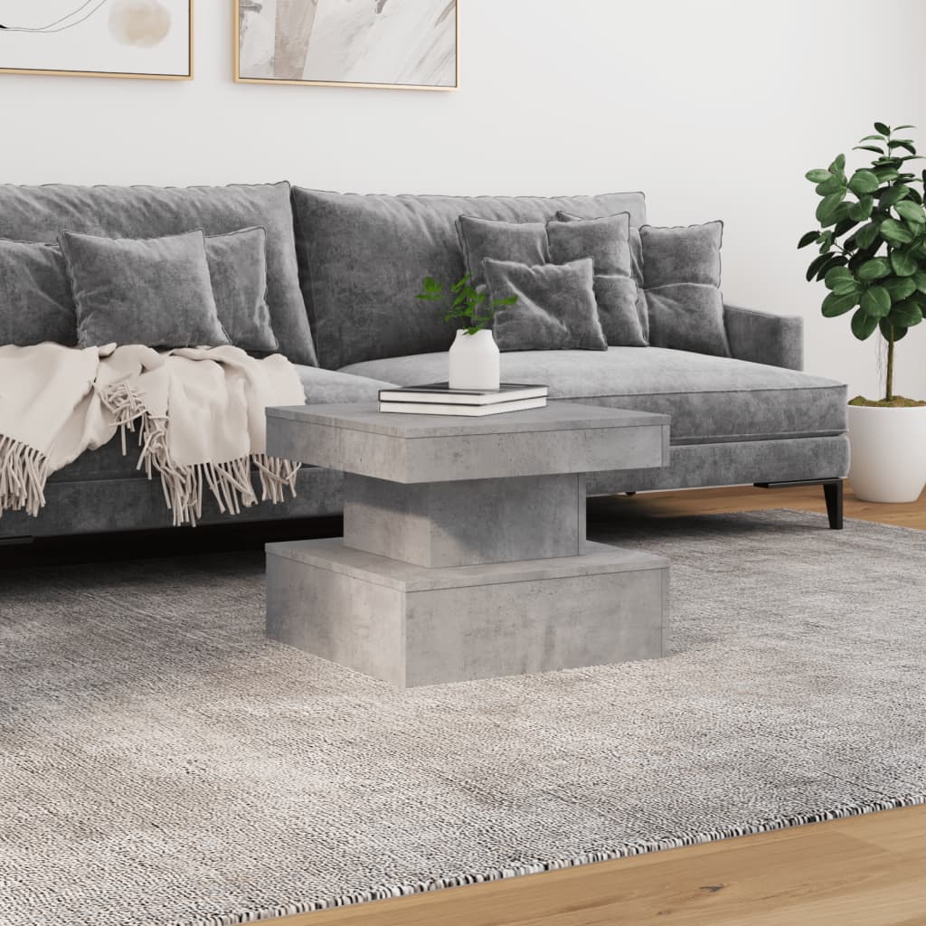 LED Coffee Table in Concrete Grey 50 x 50 x 40 cm