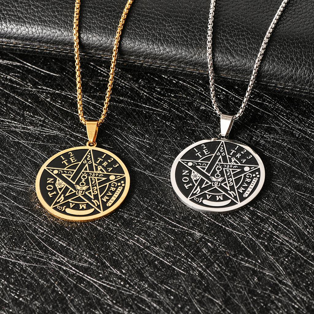 Salomons pentagramsigill Kabbalah hänge fyrtecknigt gudanamn amulett smycken rostfritt stål halsbandshänge