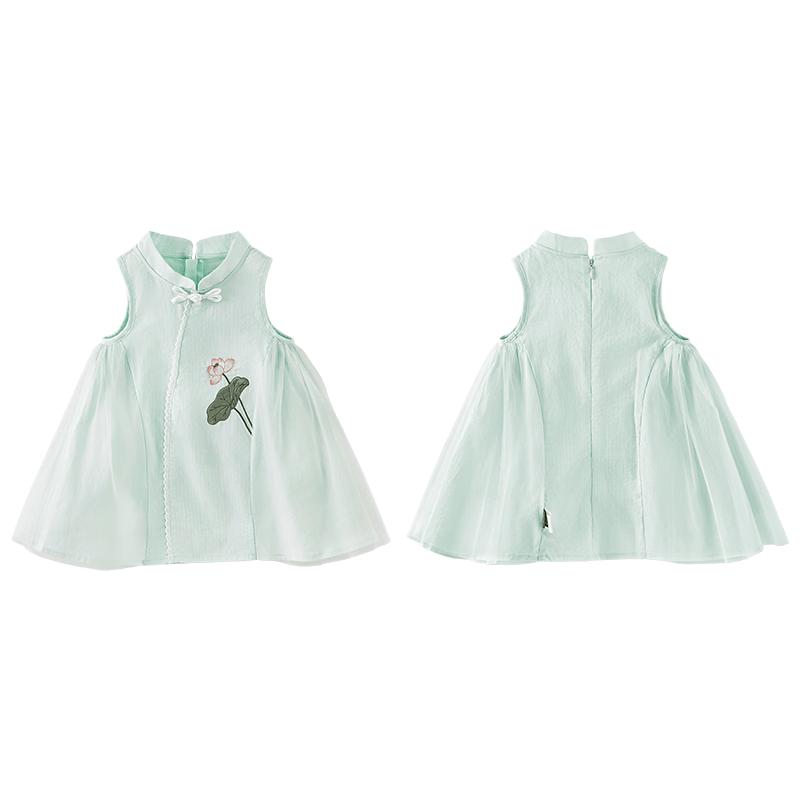 TONGTAI Sommer Baumwoll Ärmelloses Cheongsam Kleid für Mädchen