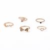 Ring, Fashion Love Letter Simple Black Gemstone Open Arrow Love 5 Piece Ring