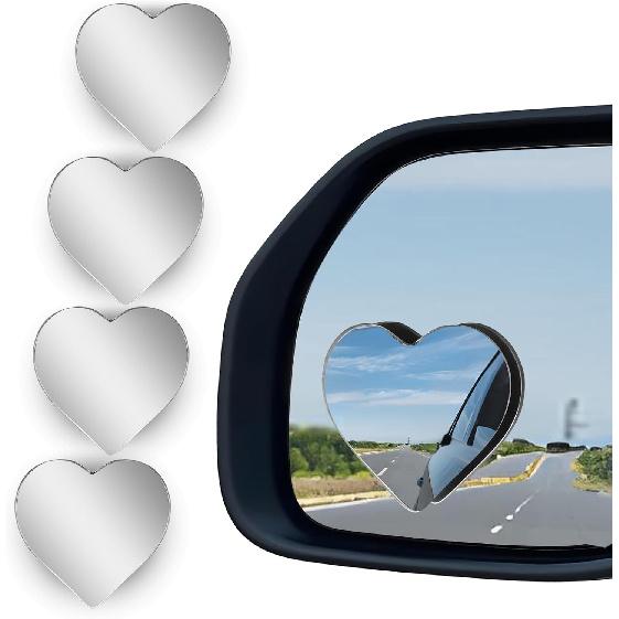 2Pcs Cars Heart Shaped Blind Spot Mirrors Car Side Mirror Blindspot Adjustabe Angle Removable Wide Angle Convex RearView Mirror for Enhanced Safety