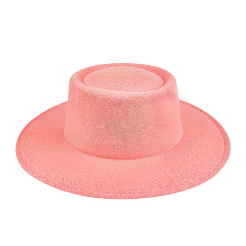 Solid-Color Vintage Wide-Brimmed Flat-Top Top Hat, Fashionable Jazz Wool Hat, Fall/Winter Felt Hat
