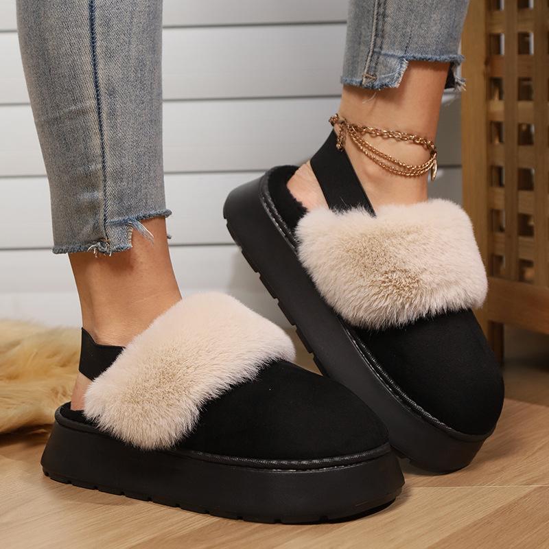 Cotton Shoes, Slippers, Women's Shoes, Thick-soled with Fleece for Warmth, and Snow Cotton Boots for Outerwear