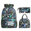 Game Astro bot peripheral printing fashion primary and secondary school students schoolbag three-piece set multi-function large capacity