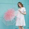 Koreanskt paraply Vikbar Söt koreansk mini fräsch enkel Sen-serien Trifold Cherry Blossom Transparent japanskt paraply