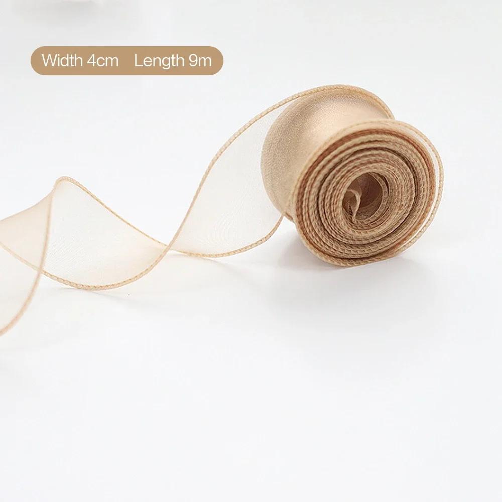 10Yards/Roll Sheer Chiffon Ribbon Organza Satin Ribbons For Gift Wrapping Decoration Wedding Bouquets Wreath Sewing Supplies